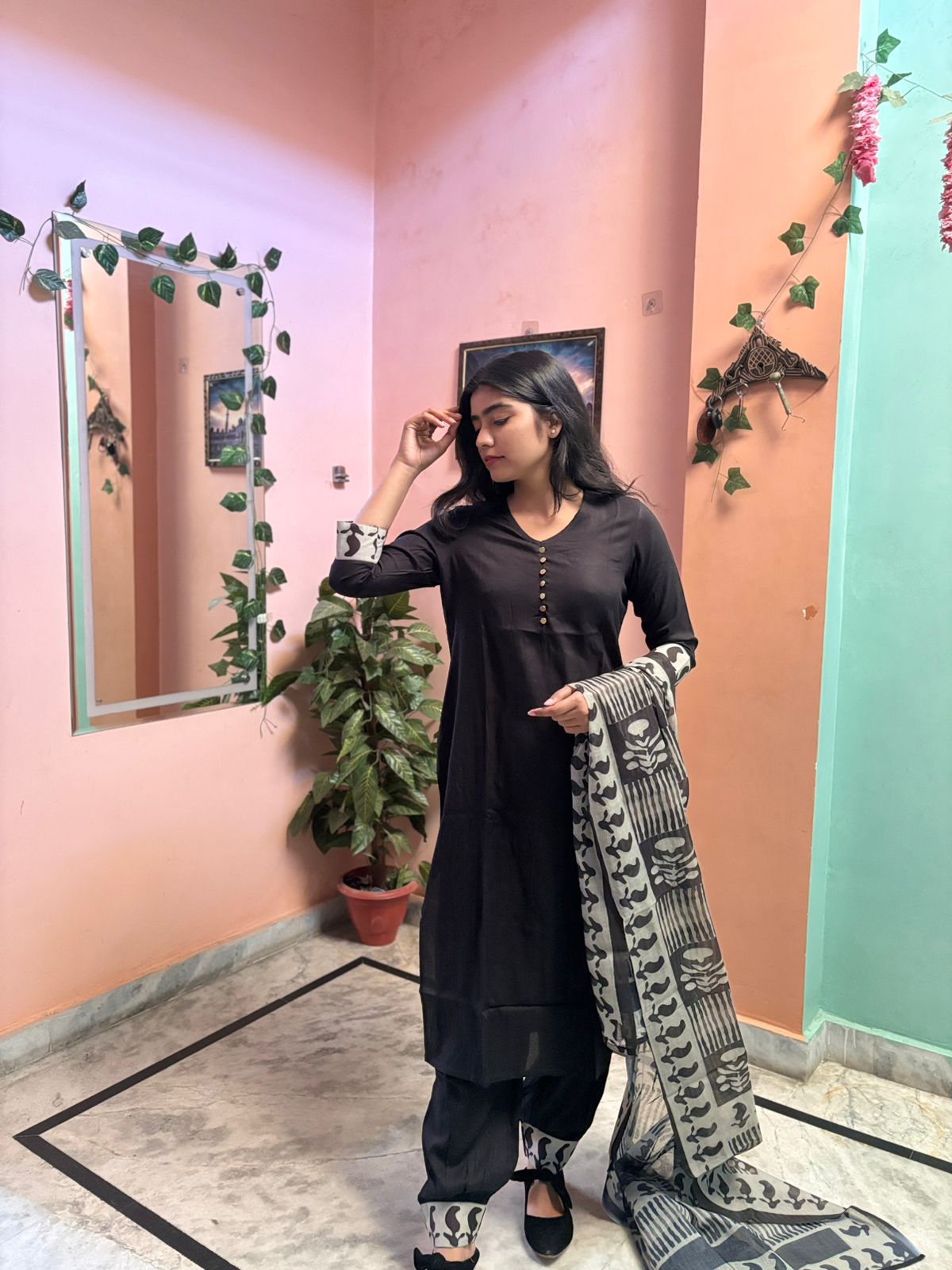 BLACK DUPPATA SET
