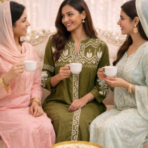 Home olive green cotton kurti with white handblock print